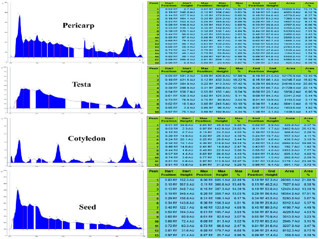 HPTLC densitogram at 366 nm.