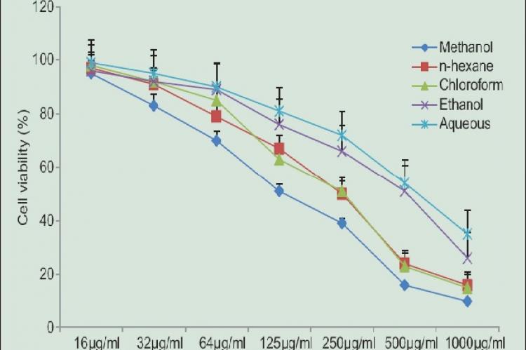 Cell viability of RAW 264.7 cells by fractions from C. vulgaris. Cells were incubated with various concentration of fractions (16, 32, 64, 125, 250, 500, 1000 µg/ml). Values were expressed as mean ± standard deviation for three independent experiments performed in triplicate