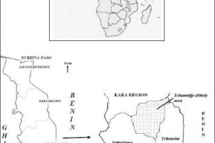  Maps Africa showing Togo, Central Region and the study area