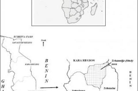  Maps Africa showing Togo, Central Region and the study area