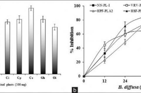  Inhibition of sPLA2 (VRV-PL-V) enzyme by ethanol extracts of medicinal plants